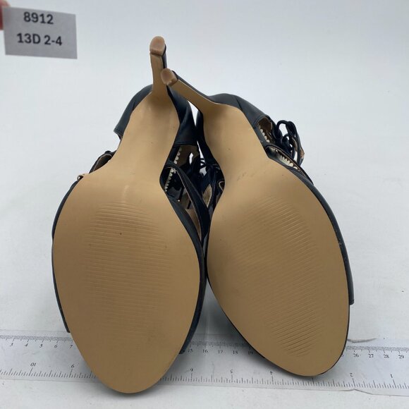 Black Peep Toe Stylish High Heel Pumps Lace Up Cut Out Stiletto Party Shoe - Picture 6 of 6